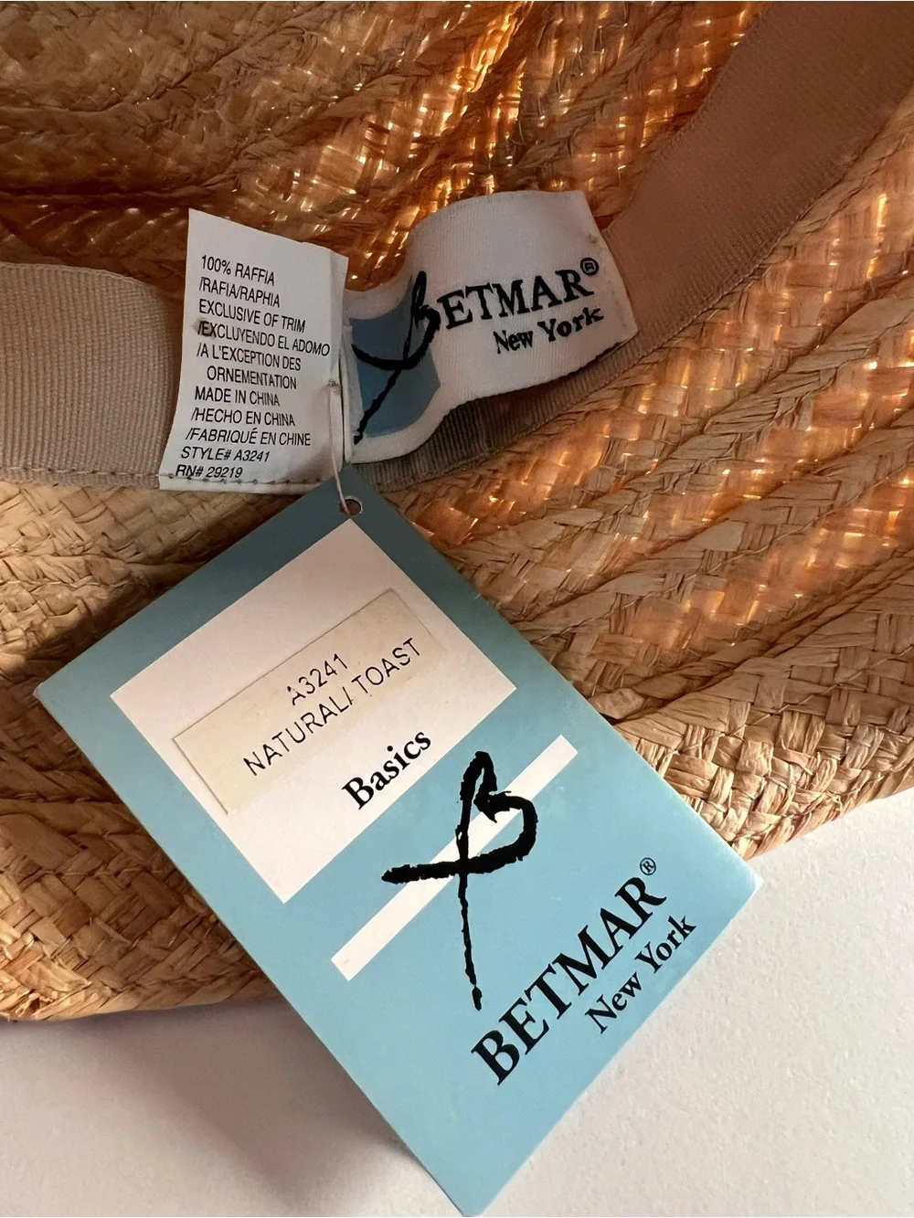 New Straw Trendy Hat - Natural with Brown Stripe